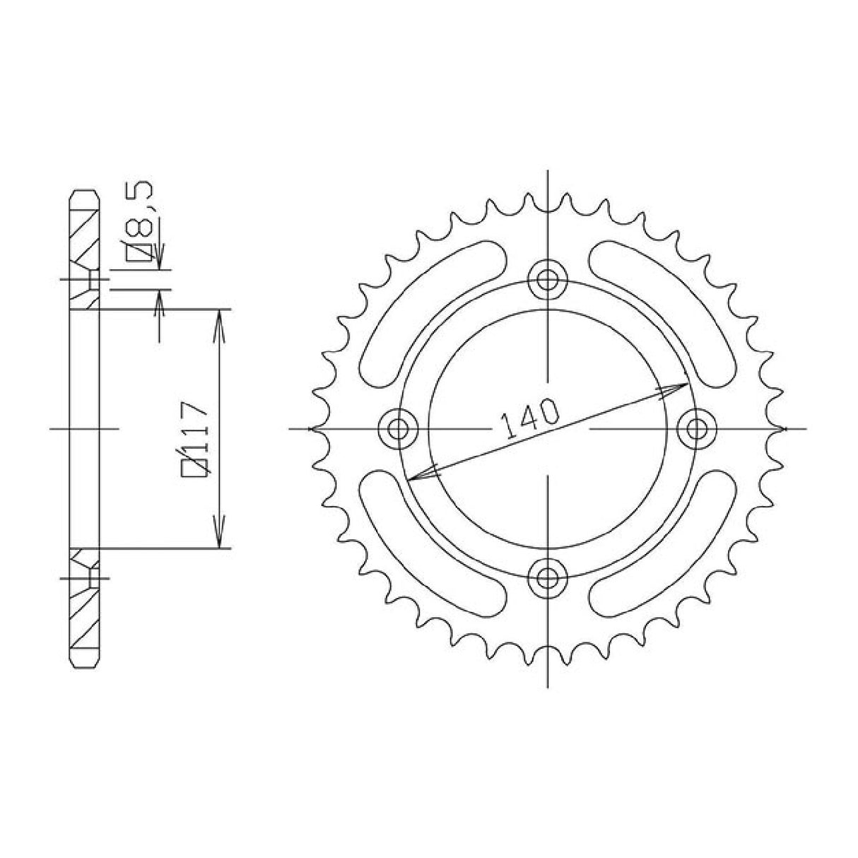 Corona in acciaio 48 denti passo 428 540002048