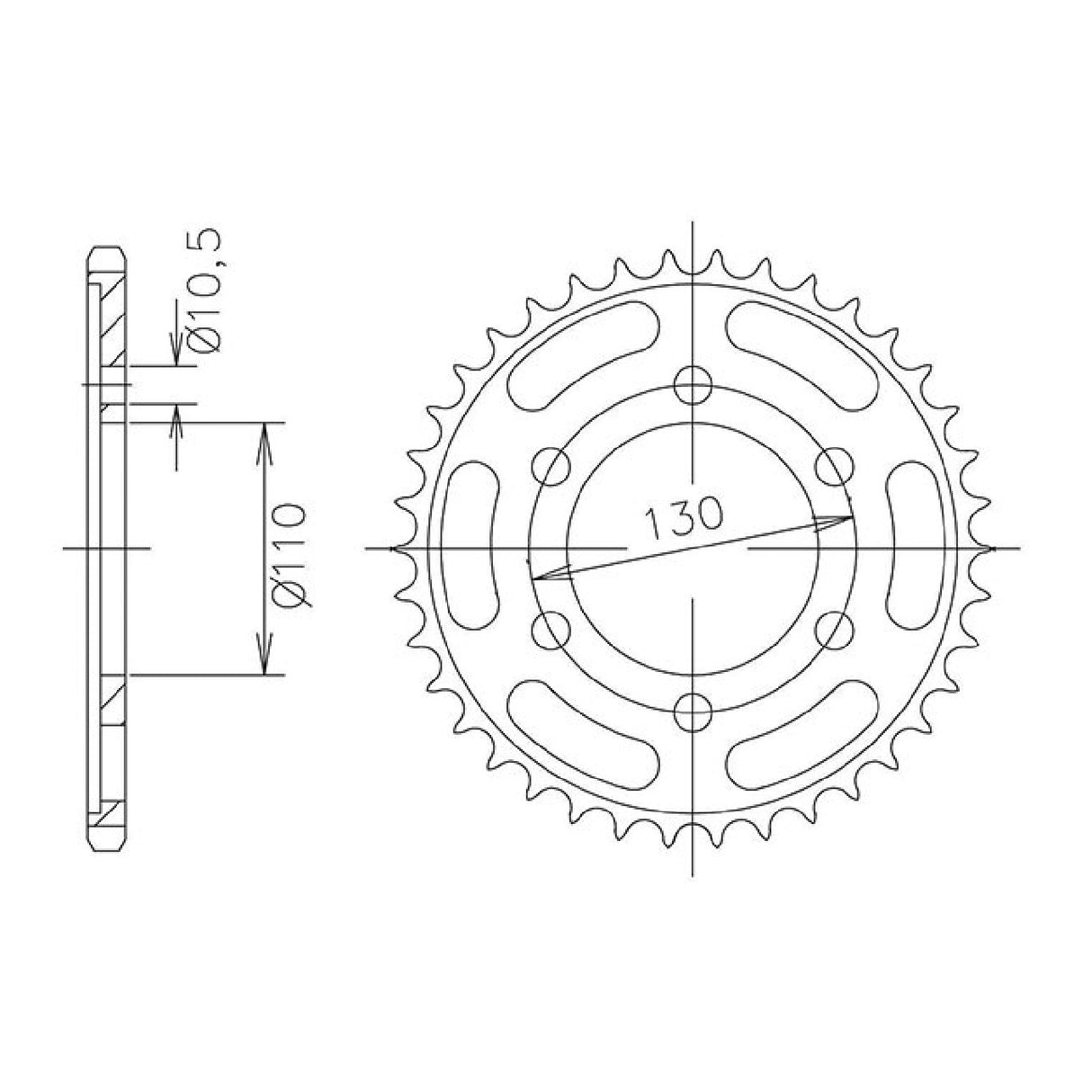 Corona in acciaio 48 denti passo 532 540002548