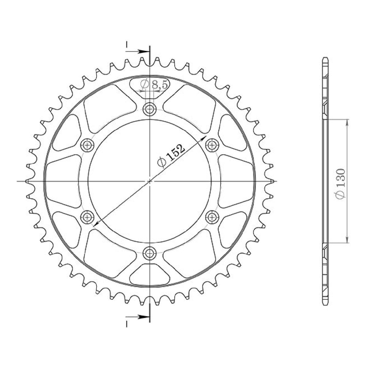 Corona in acciaio 46 denti passo 520 APRILIA SXV 450 CC 05/14