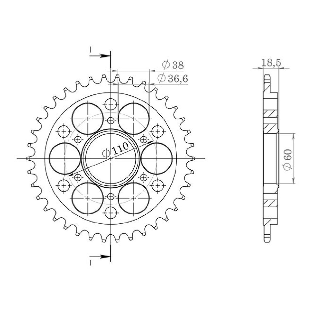 Corona in acciaio 39 denti passo 525 DUCATI Panigale / S / ABS 1199 CC 11/15