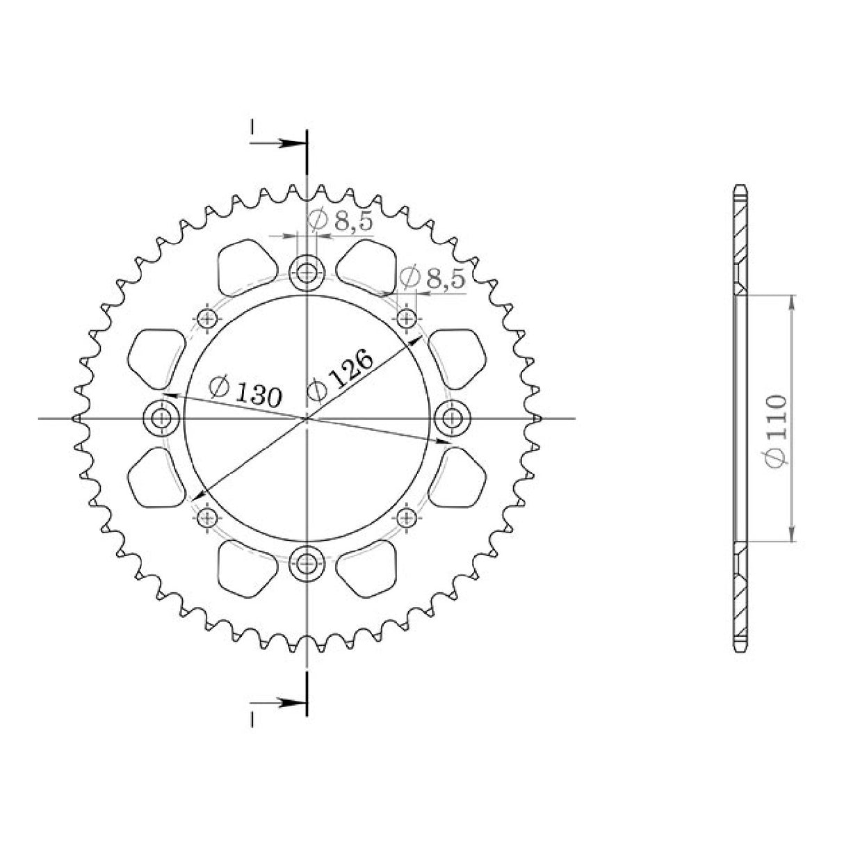 Corona in alluminio 46 denti passo 420 KAWASAKI KX 65 CC 00/01