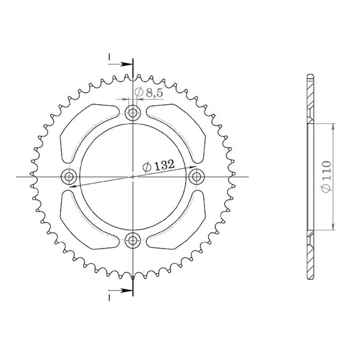 Corona in alluminio 47 denti passo 428