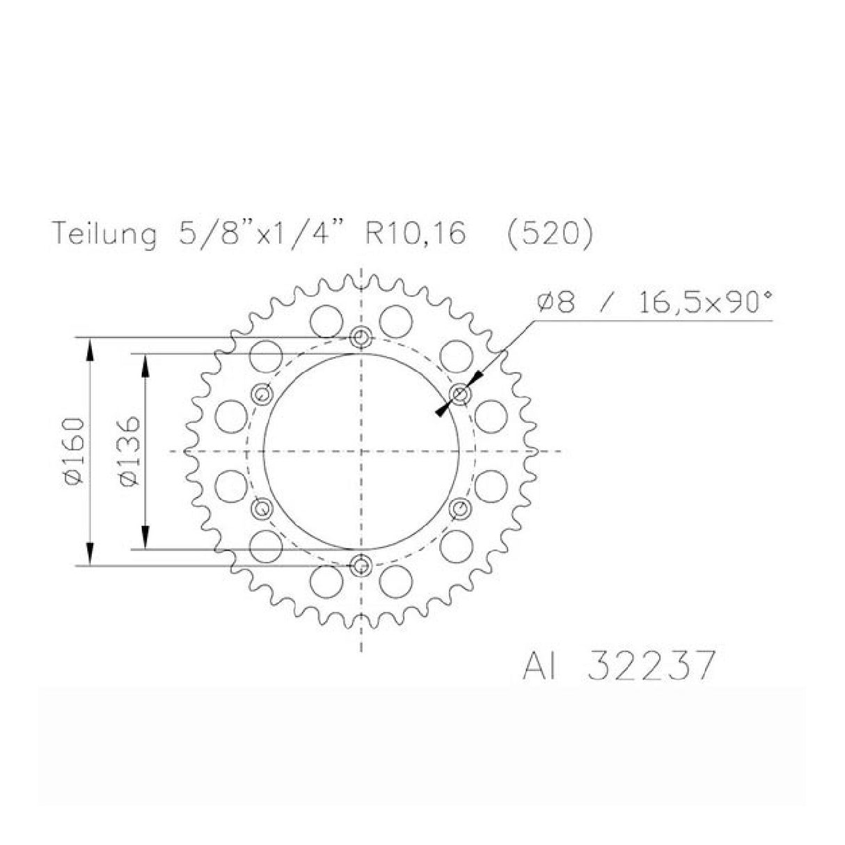 Corona in alluminio 48 denti passo 520 BETAMOTOR Alp 4T 200 CC 10/12