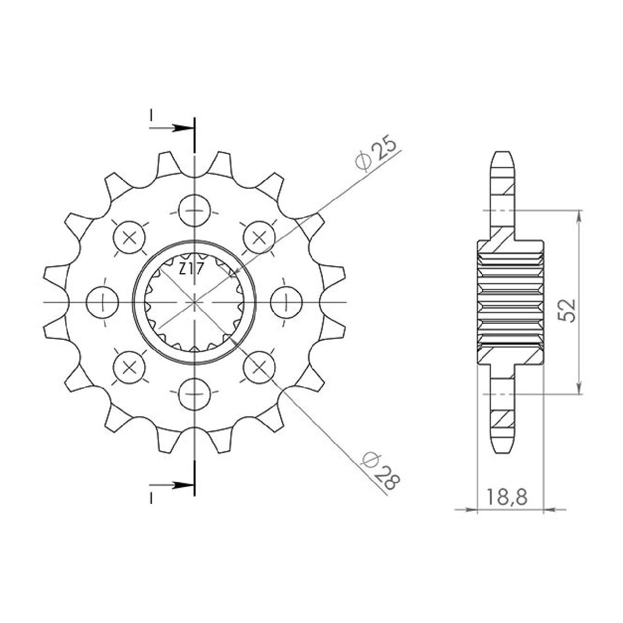 Pignone in acciaio 20 denti 525 BMW F R (K73) (MOZZO FORI ? 10,5) 800 09/14