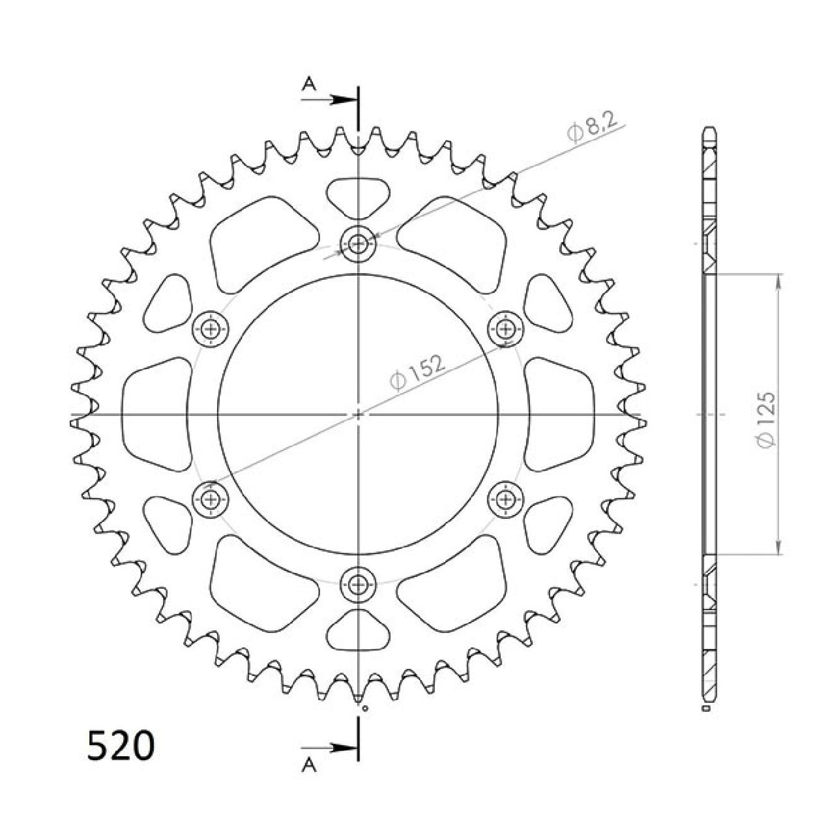 8000:50 Aluminiumkrone 50 Zähne 520 BETA RR Enduro 2T (Mot.BETA) 125 18/19