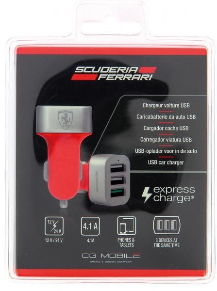 Cargador de coche Ferrari con 3 puertos USB de 4,1 A