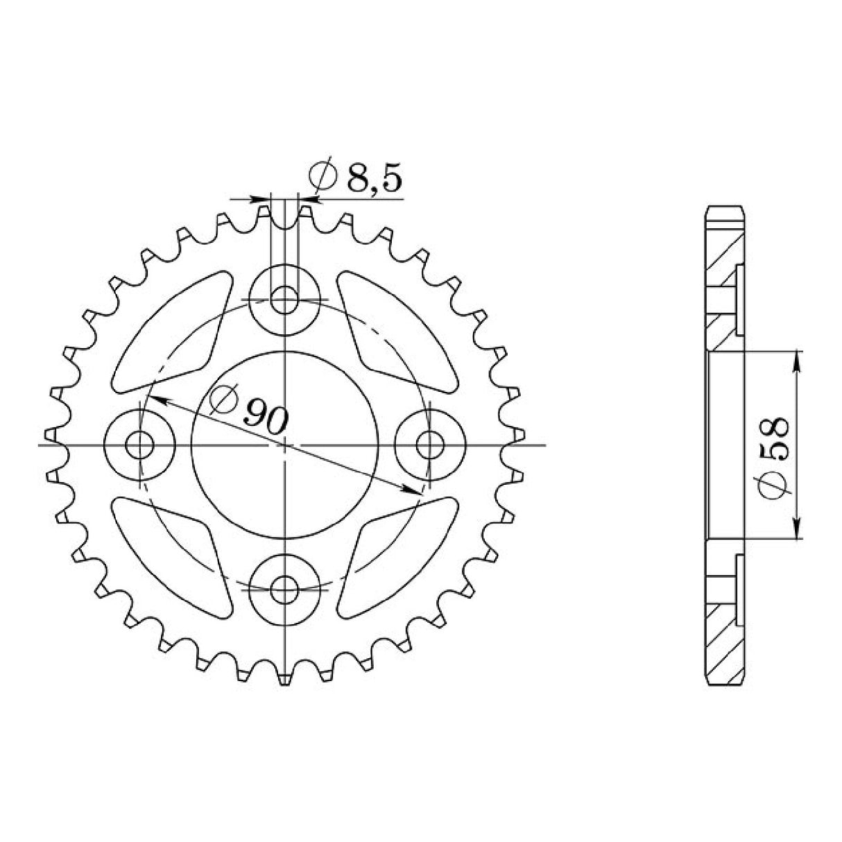 Corona in acciaio 35 denti passo 420 HONDA ANF Innova IE 125 CC 03/12