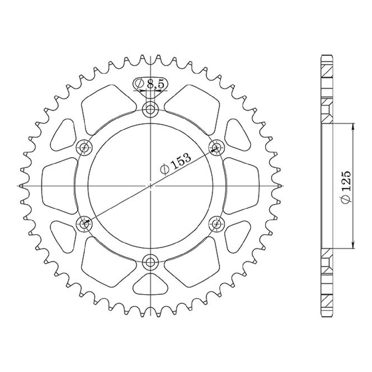 Stahlkrone, 49 Zähne, Teilung 520 HM CR R (PE02), 500 CC, 92/99