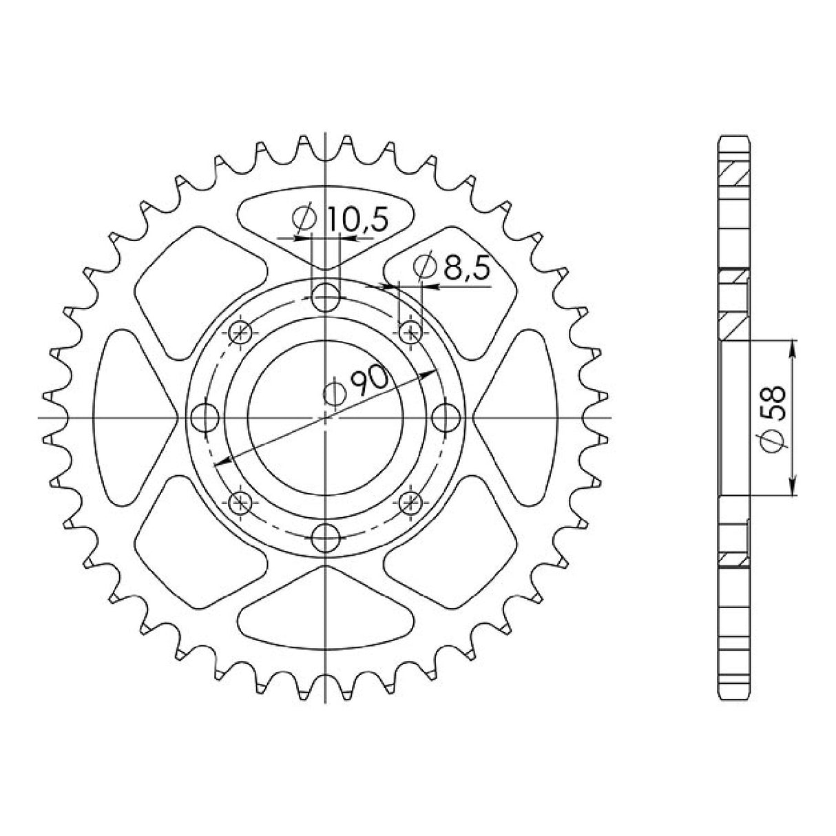 Corona in acciaio 35 denti passo 520 HONDA NS F (TC01) 125 CC 85/87