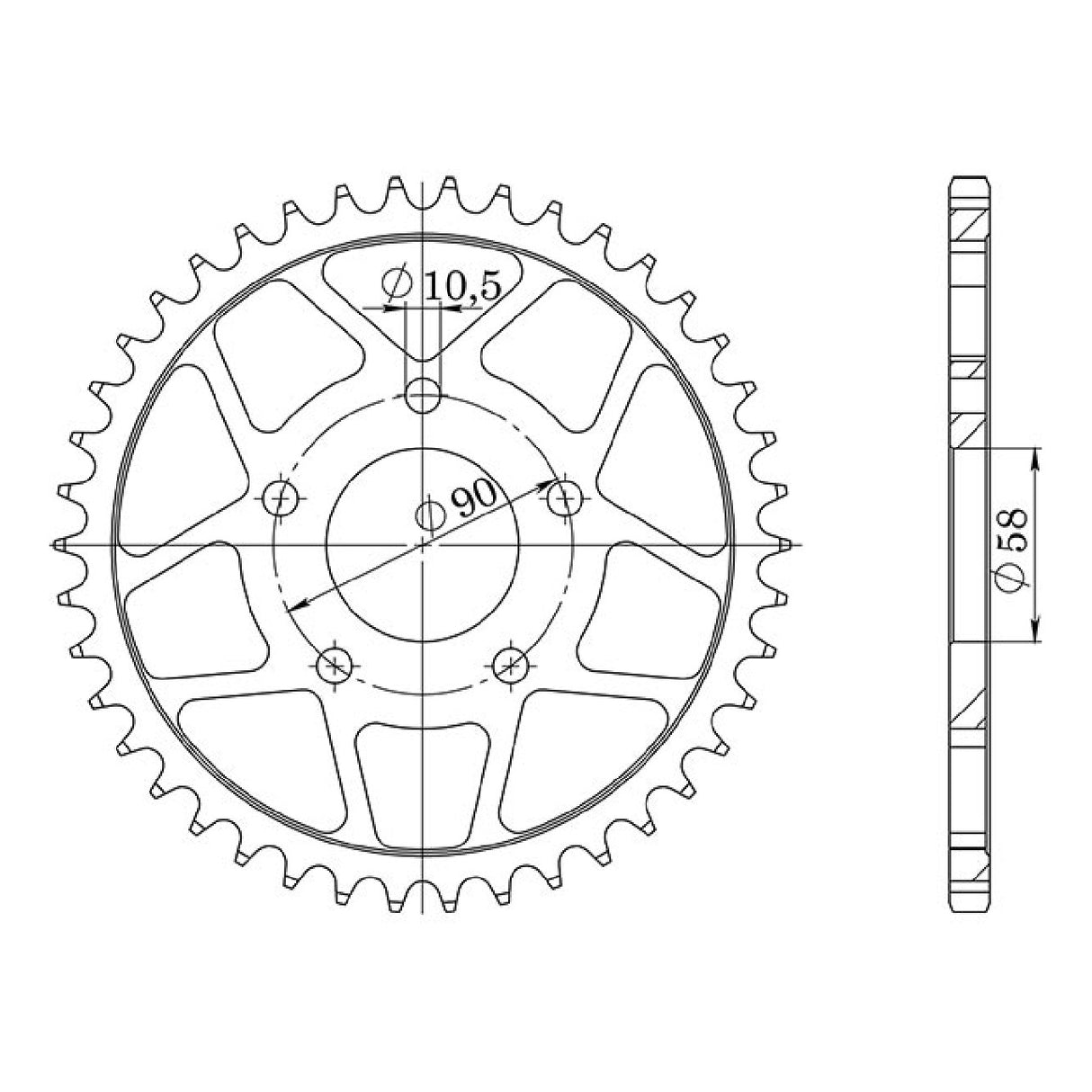 Stahlkrone, 38 Zähne, Teilung 520, GILERA MX1 125 cm³ 88/92