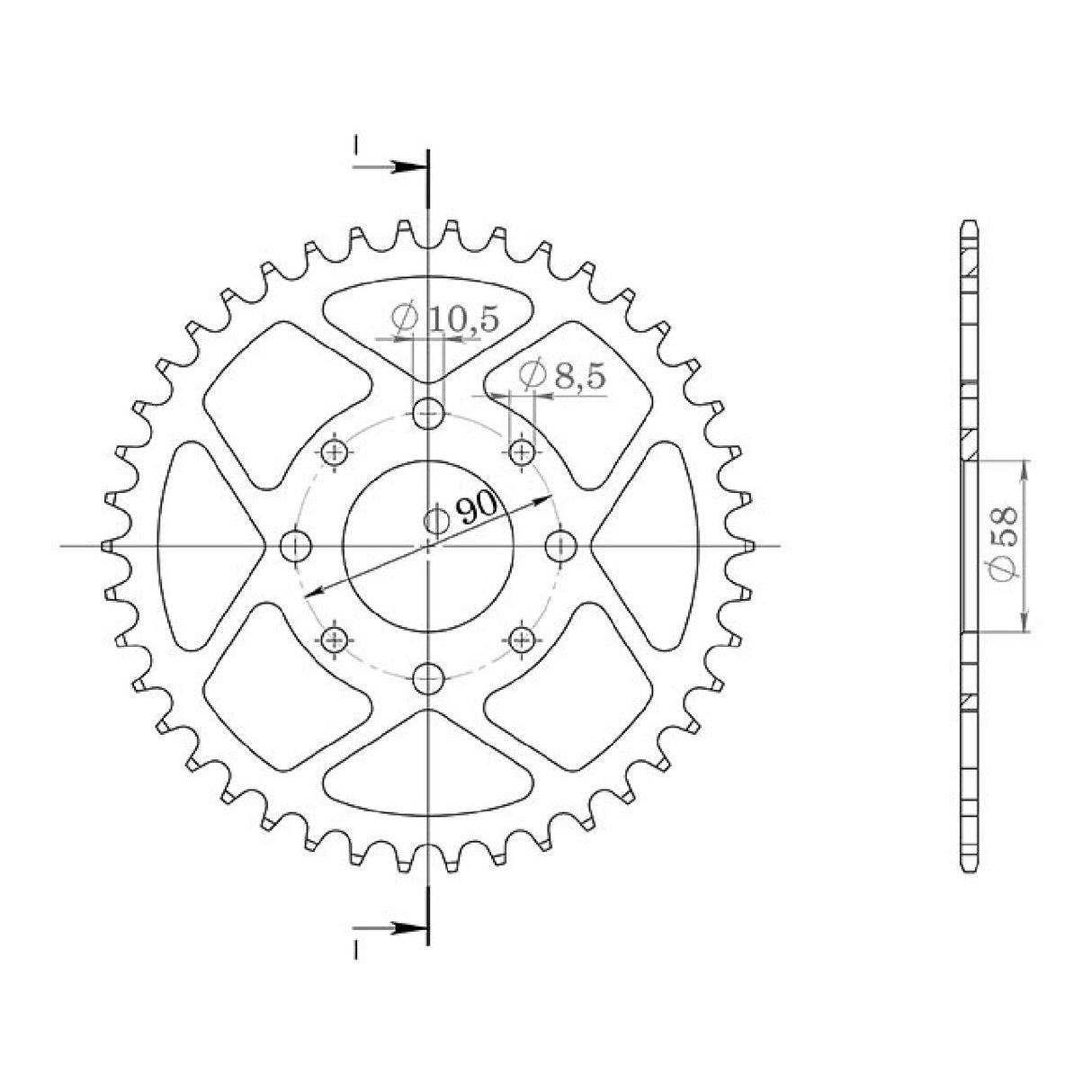 Corona in acciaio 39 denti 520 HONDA Ca Rebel (Jc24) (Jc26) 125 CC 95/00