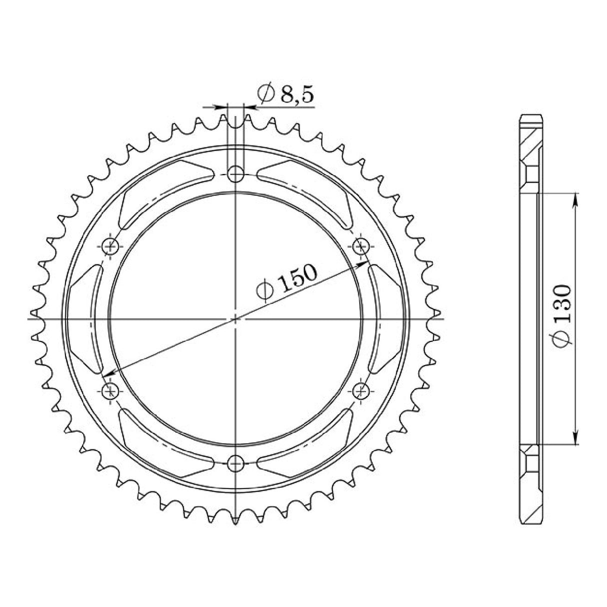 Corona de acero paso 51 dientes 428 HONDA XLR W (JD16A) 125 CC 98