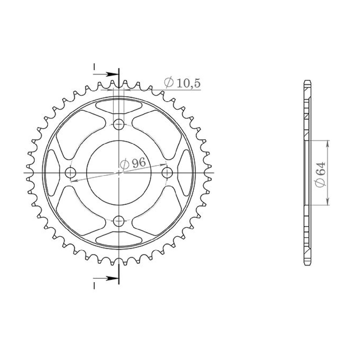 Corona in acciaio 44 denti passo 428 HONDA CG 125 CC 06