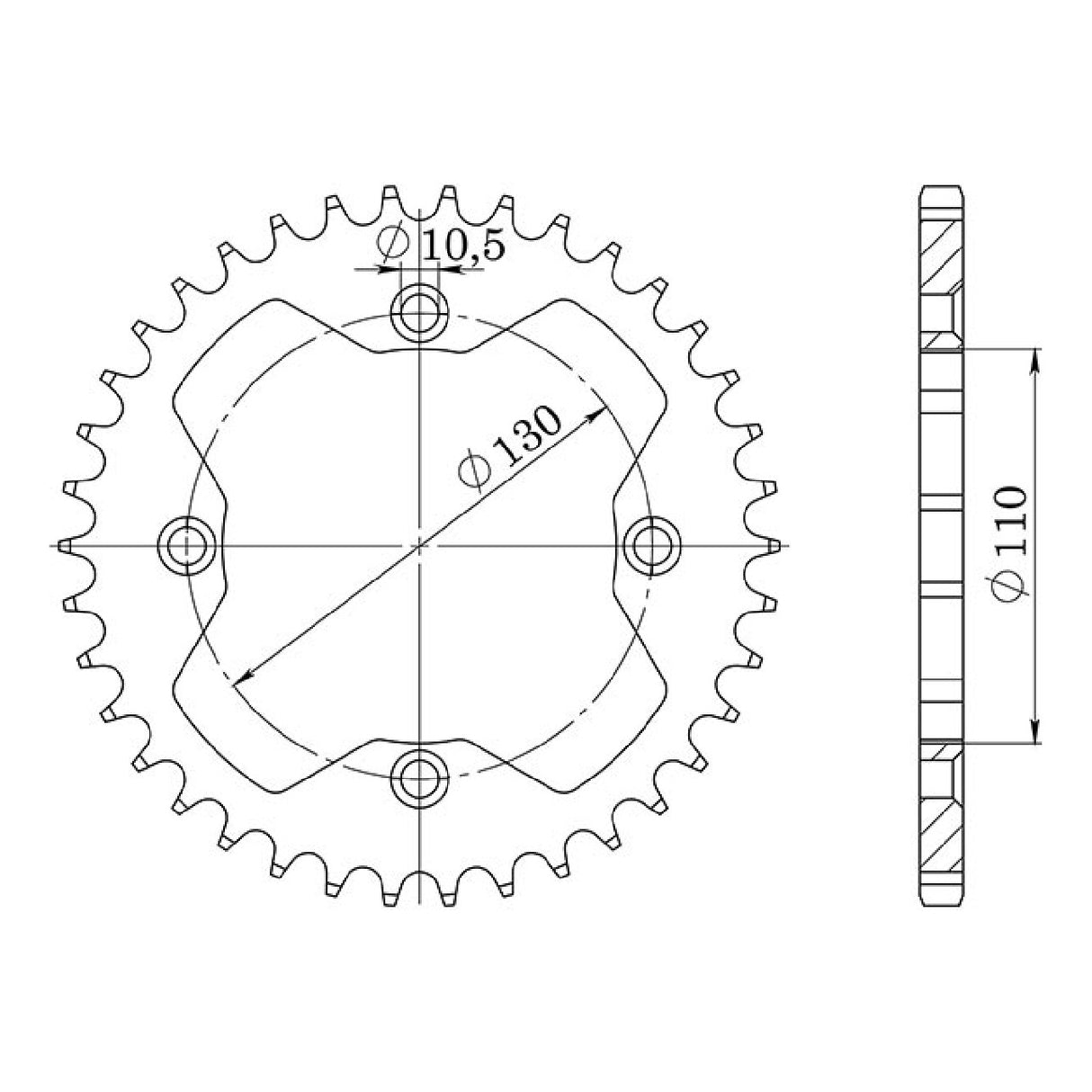 Corona in acciaio 38 denti 520 HONDA TRX EX Sportrax (TE190) 300 CC 99/10