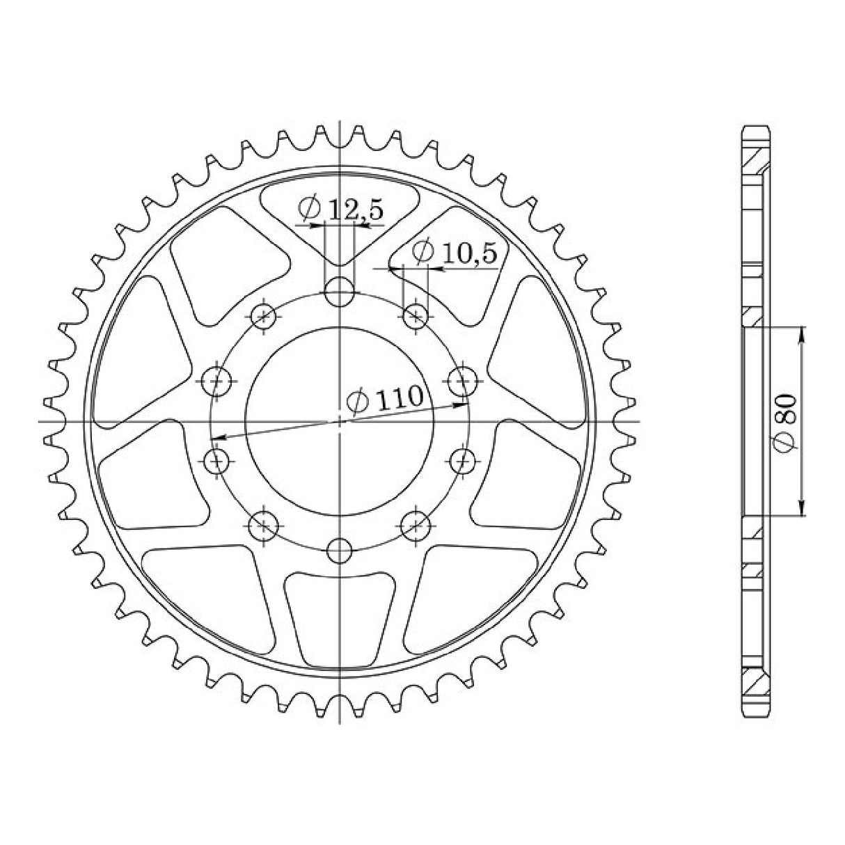 Stahlkrone, 43 Zähne, Teilung 530, HONDA CBR R (NC23) 400 cm³ 86/87