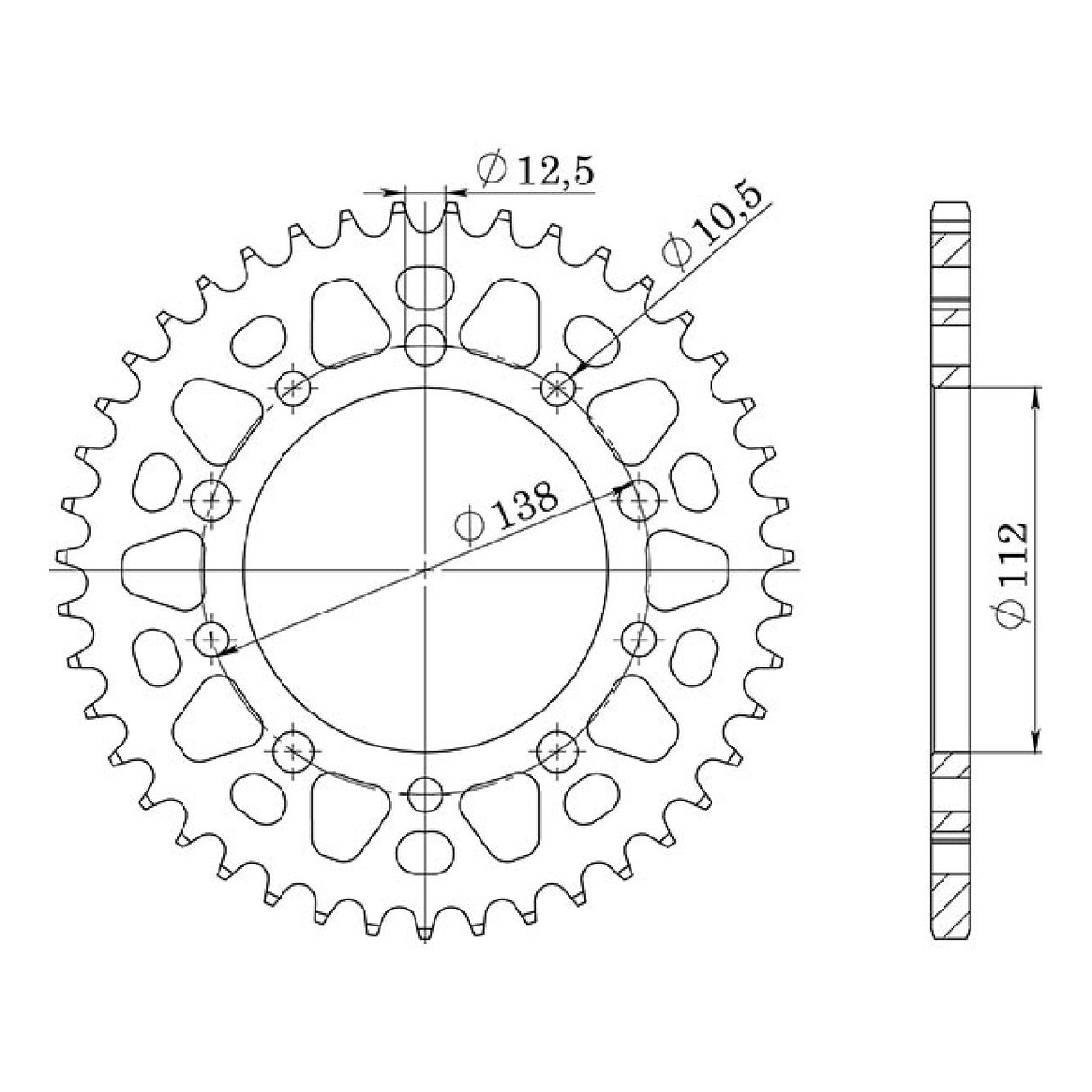 Corona in acciaio 39 denti passo 520 HONDA CTX D DCT 700 CC 14/16