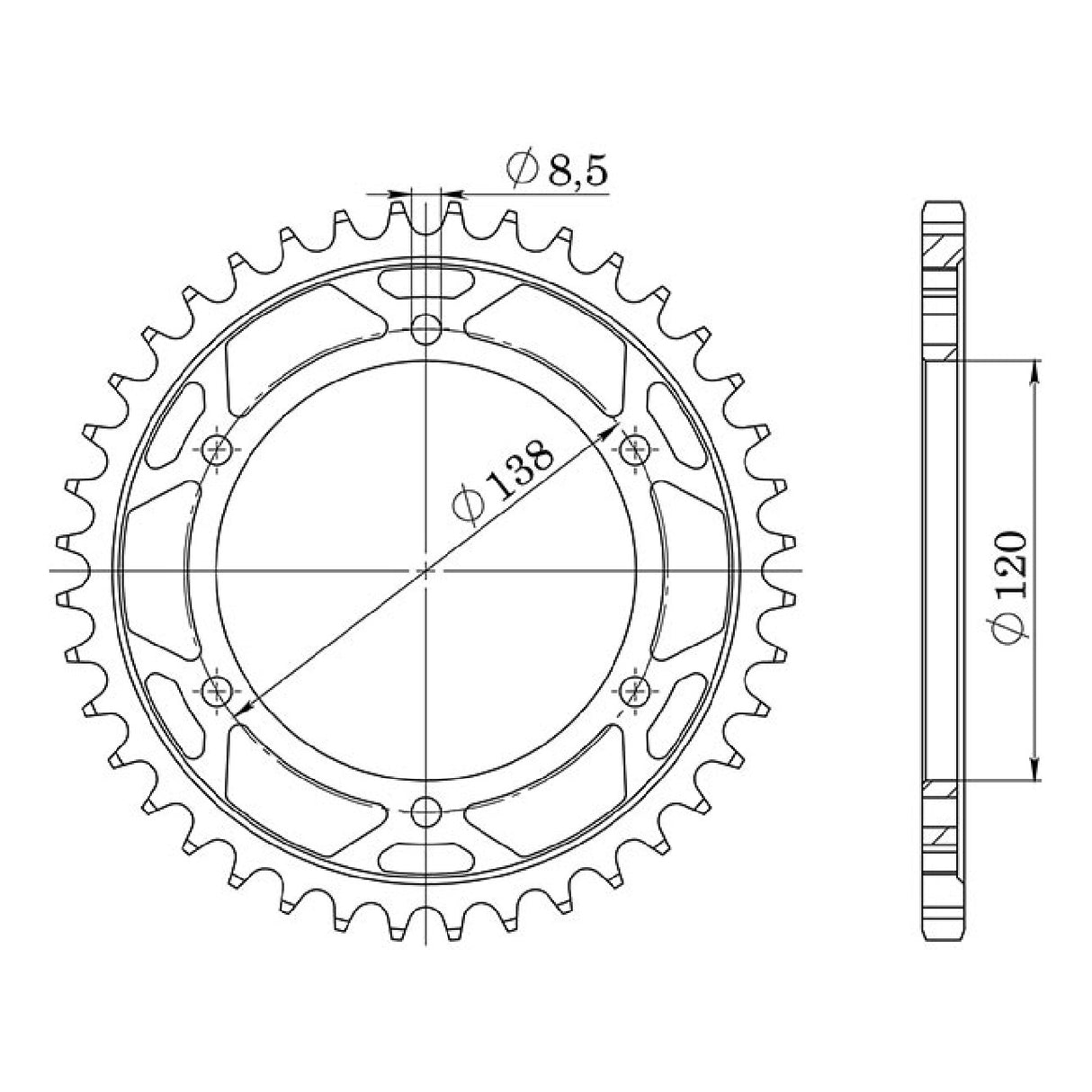 Corona in acciaio 40 denti passo 525 HONDA VFR R (NC30) 400 CC 90/93