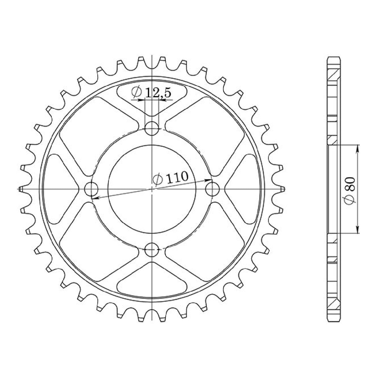Stahlkrone, 38 Zähne, 630 HONDA CB K Four Limited L (RC01), 750 cm³, 79
