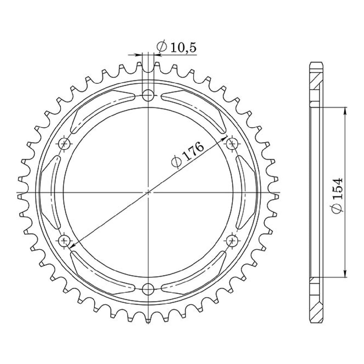 Corona in acciaio 43 denti passo 530 HONDA VFR VTec (RC46II) 800 CC 02/10