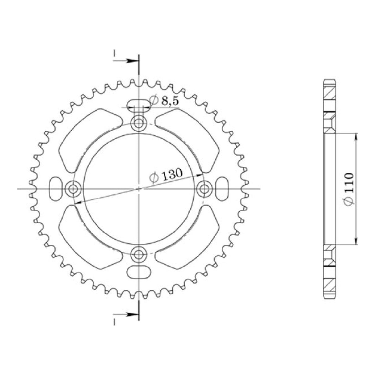 Corona in alluminio 54 denti passo 428