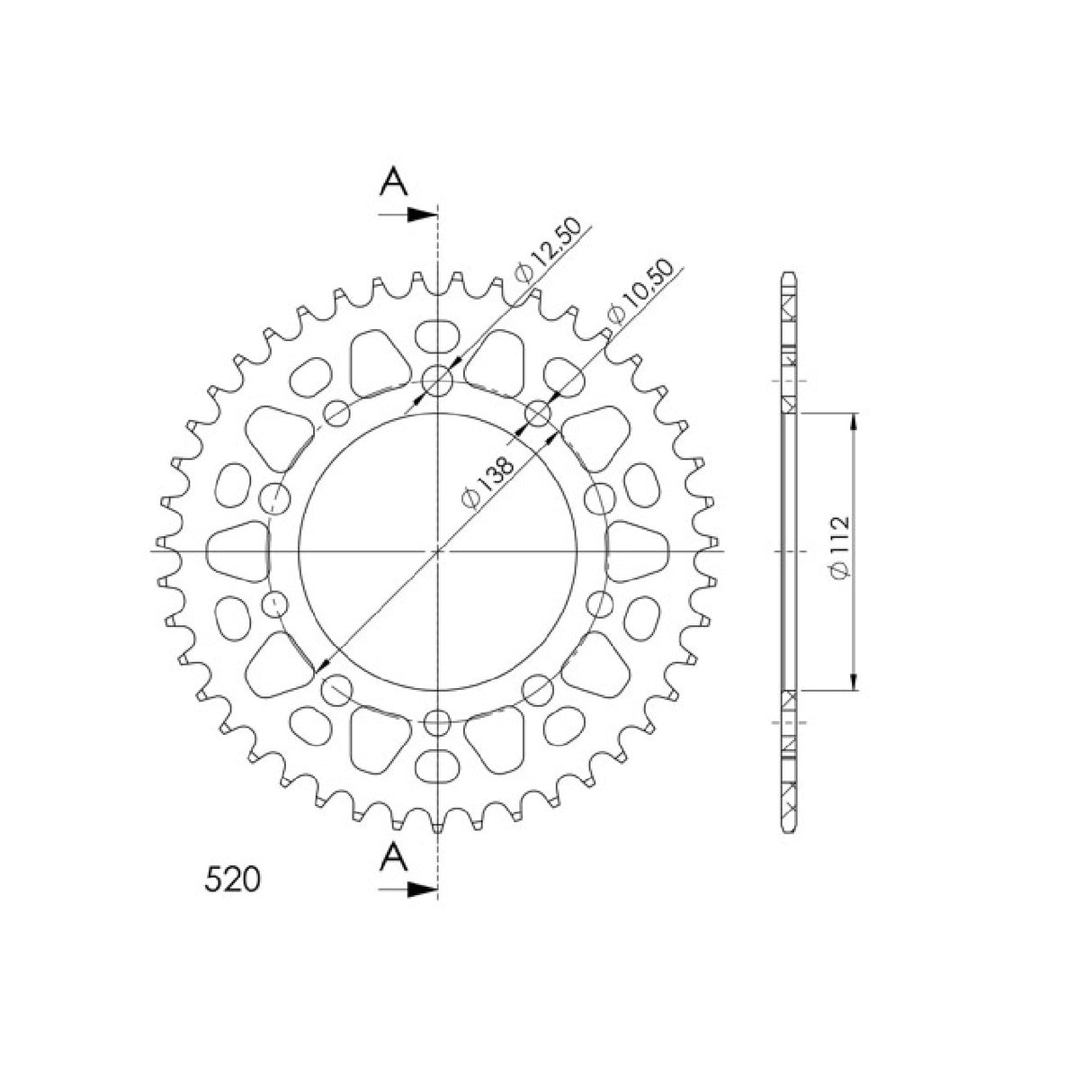 RAL-1303:38 Corona alluminio 38 denti 520 HONDA X-ADV 750 17/20