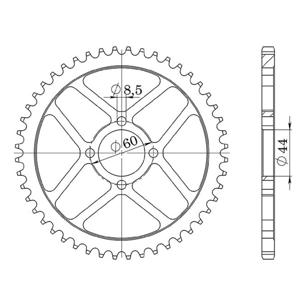 Corona in acciaio 48 denti passo 420 541210048