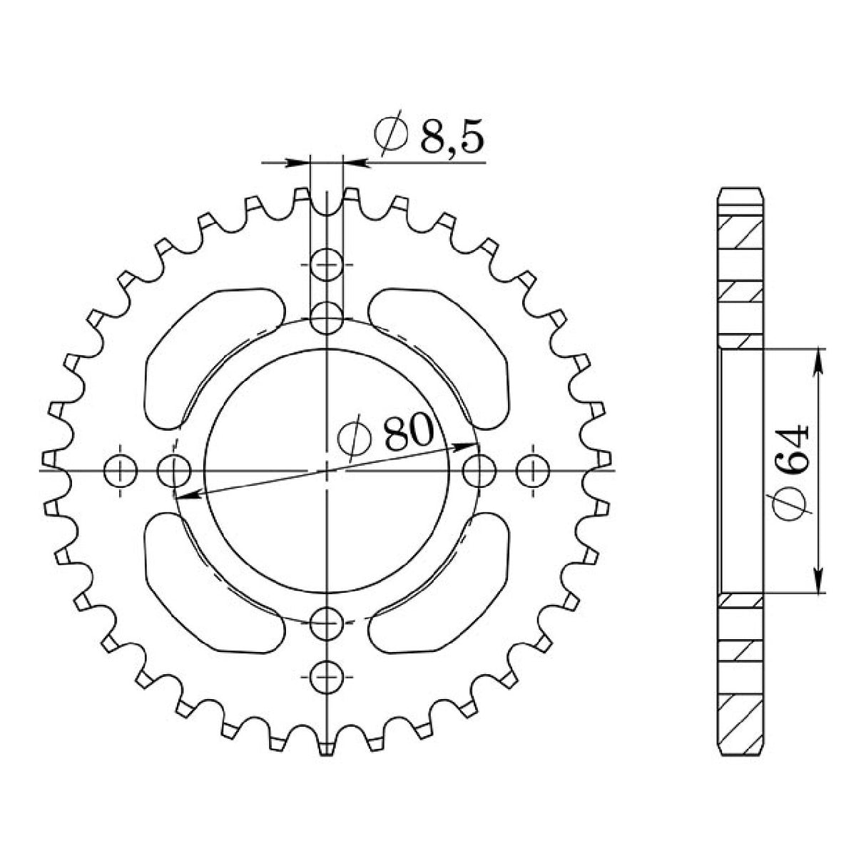 Corona in acciaio 32 denti passo 420 541210132