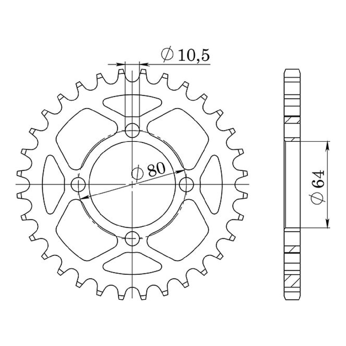 Corona in acciaio 32 denti passo 520 ADLY Cross X Road 150 CC 07/08