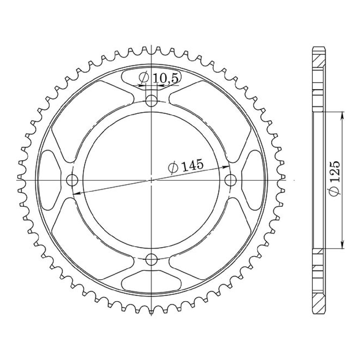 Corona in acciaio 56 denti passo 428