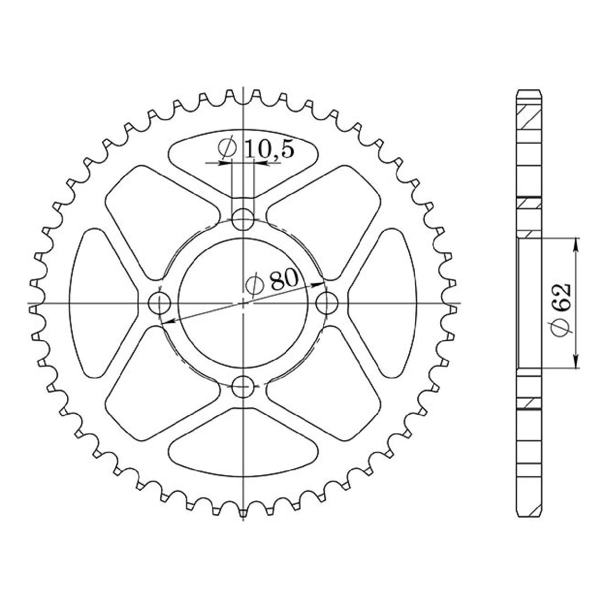 Corona in acciaio 54 denti passo 428 YAMAHA TT R L 125 CC 05/16