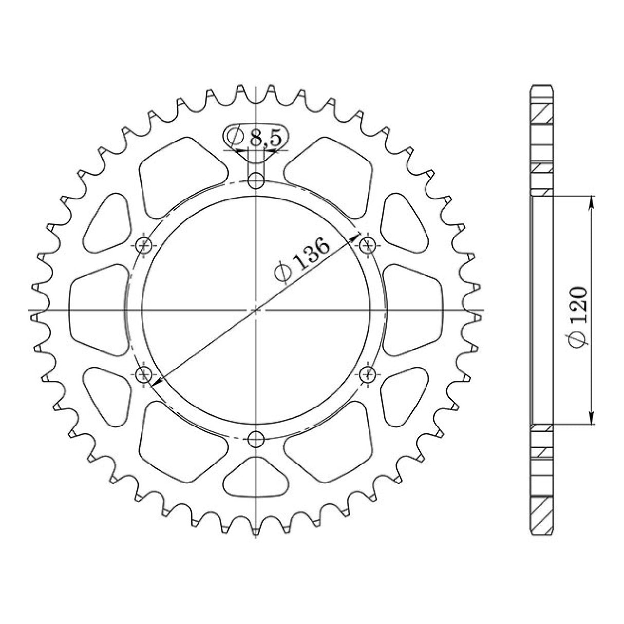 Corona in acciaio 41 denti passo 520 541230441