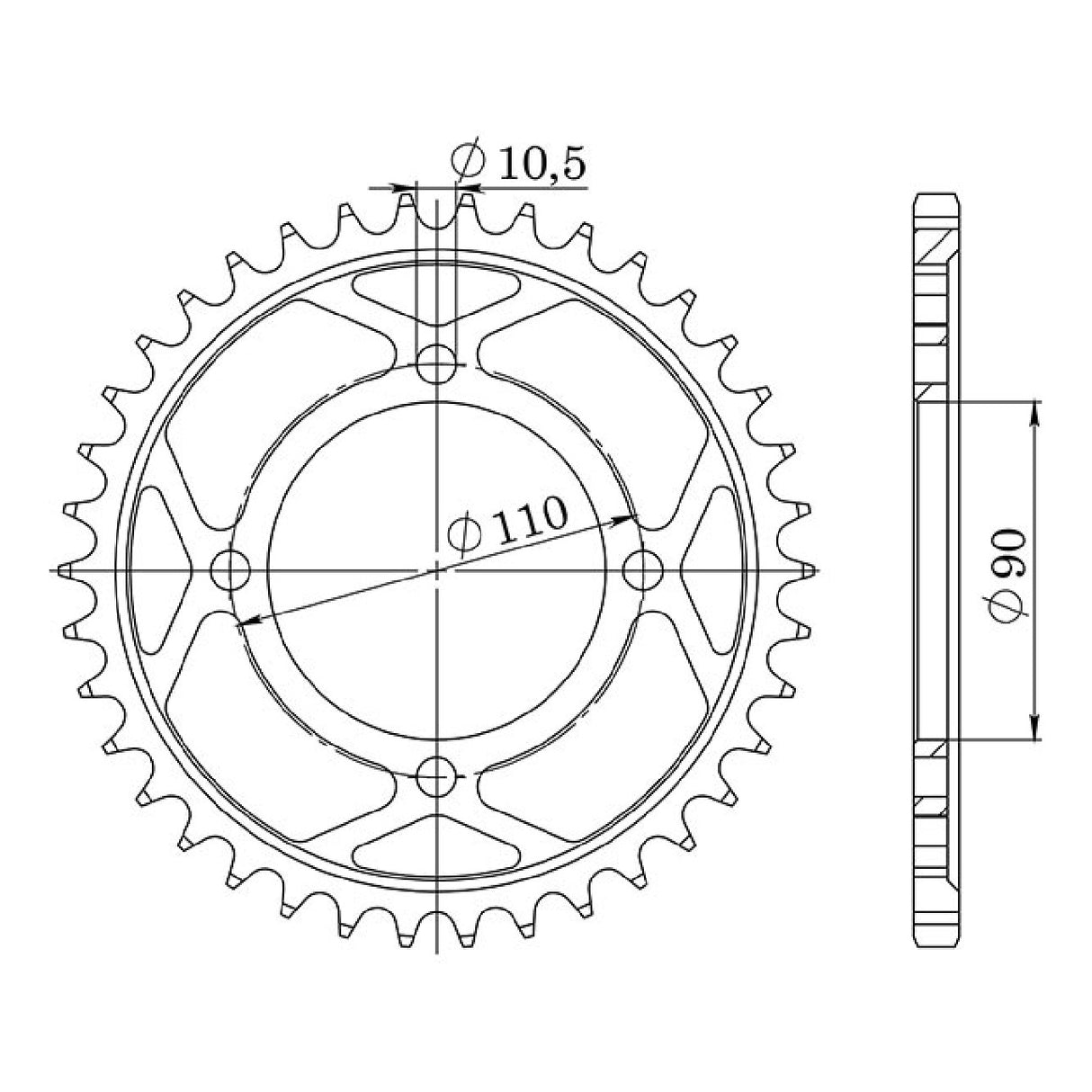 Corona in acciaio 38 denti passo 530 541240238