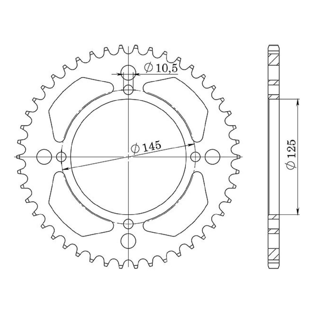 Corona in acciaio 39 denti passo 520 541250539