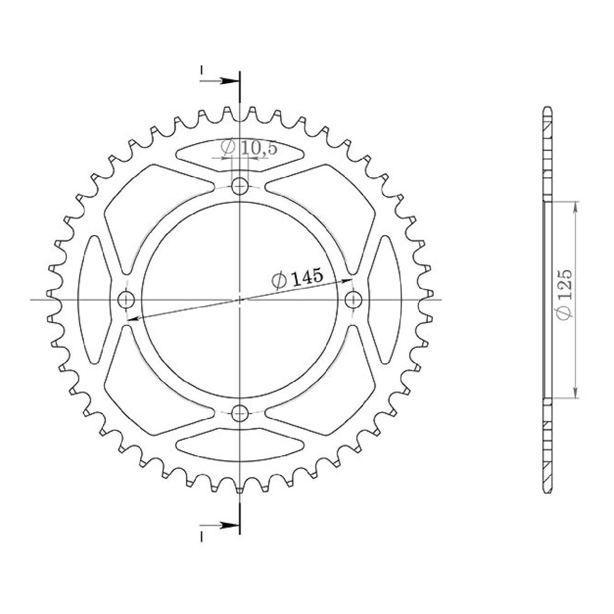 Corona in acciaio 36 denti passo 520