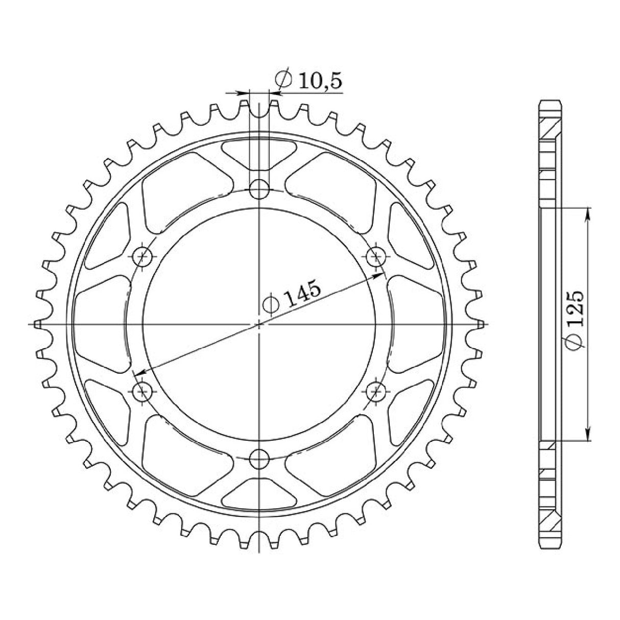 Corona in acciaio 39 denti passo 530 541260139