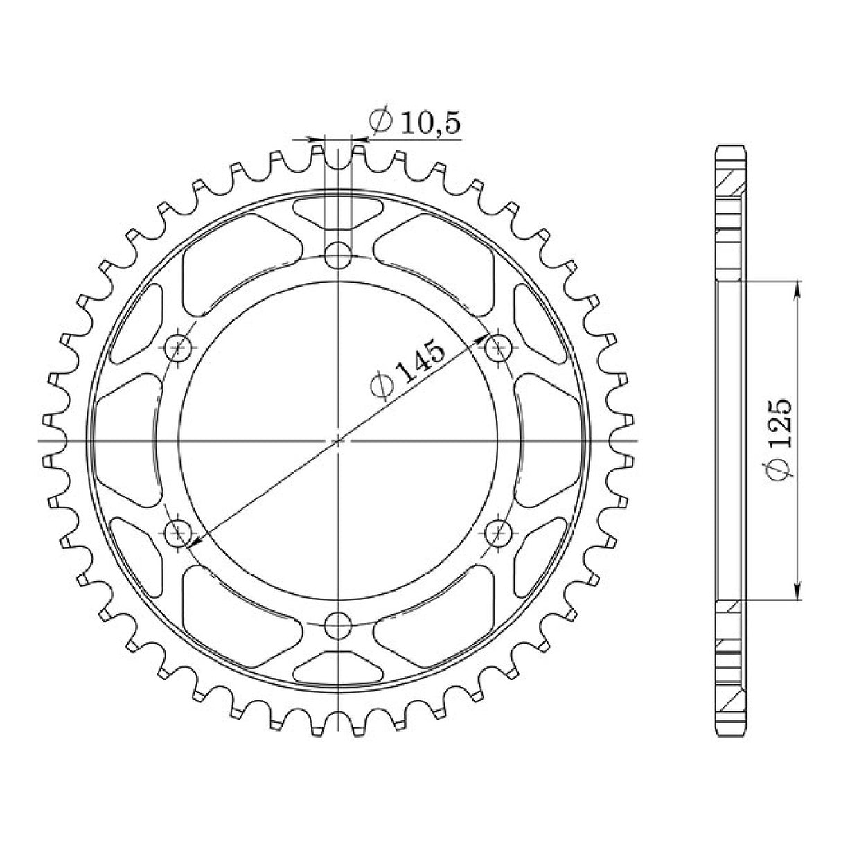 Corona in acciaio 44 denti passo 525 541260344