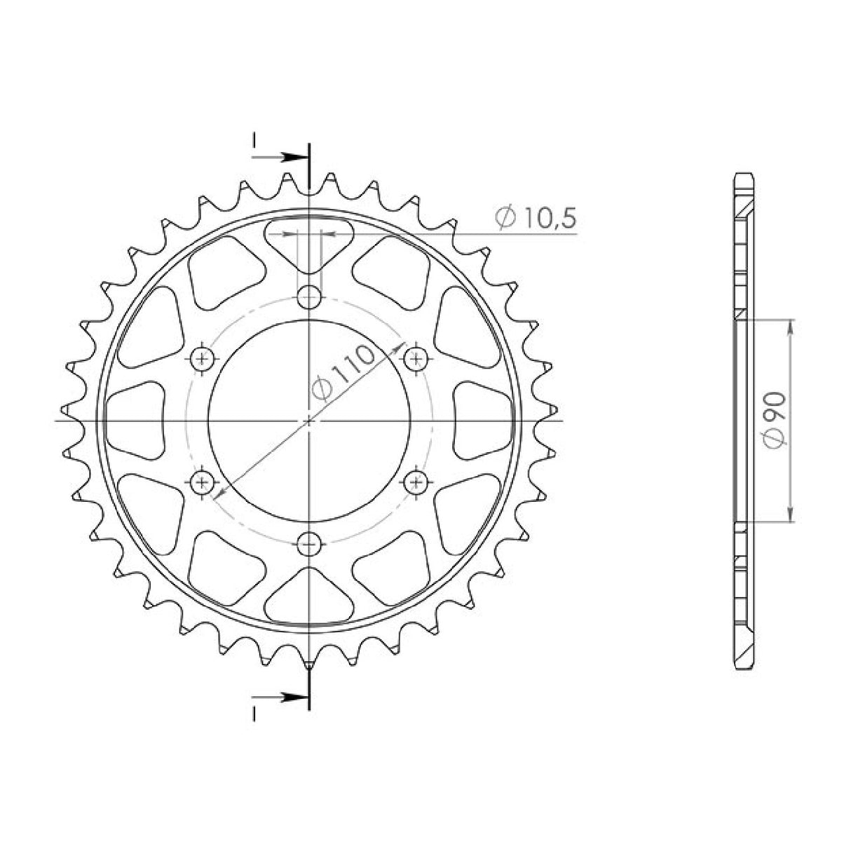 Corona in acciaio 35 denti passo 630