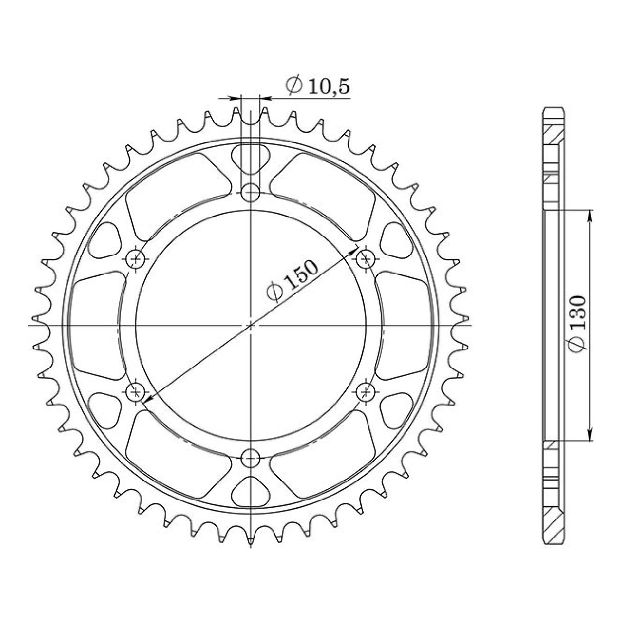 Corona de acero de 46 dientes, paso 532