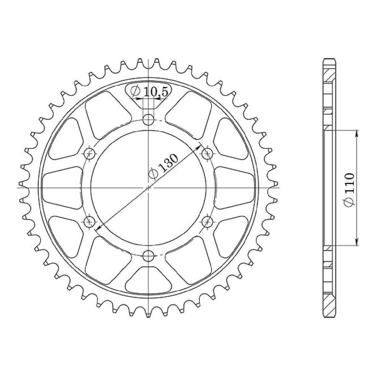 Corona in acciaio 39 denti 530 KAWASAKI GPX R Ninja (ZX600B1/C1/C10) 600 88/00