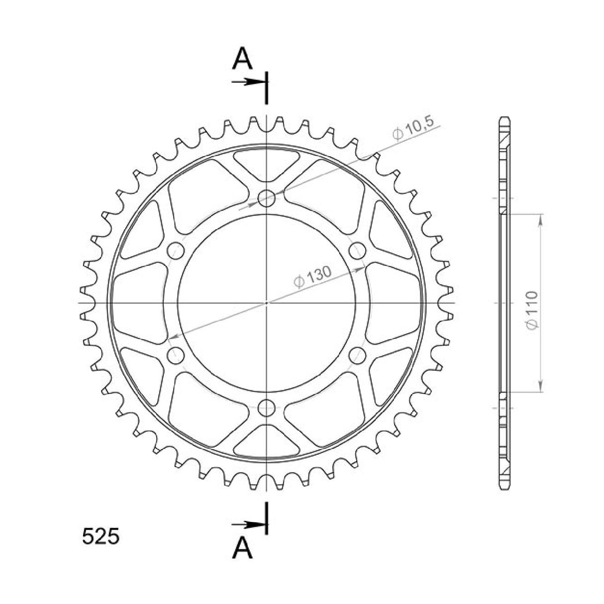 Corona in acciaio 44 denti passo 525 SUZUKI GSX S / ABS 1000 CC 15/20