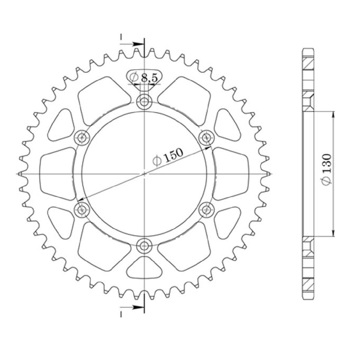 Corona in alluminio 43 denti passo 520 541332343