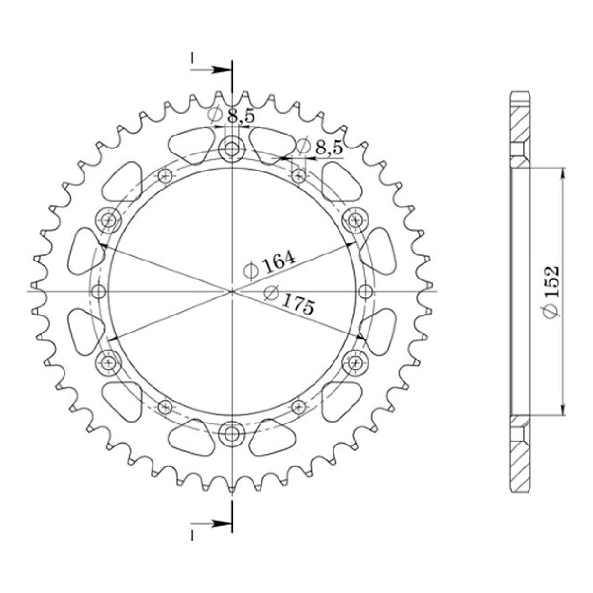 Corona in alluminio 43 denti passo 520 541350043