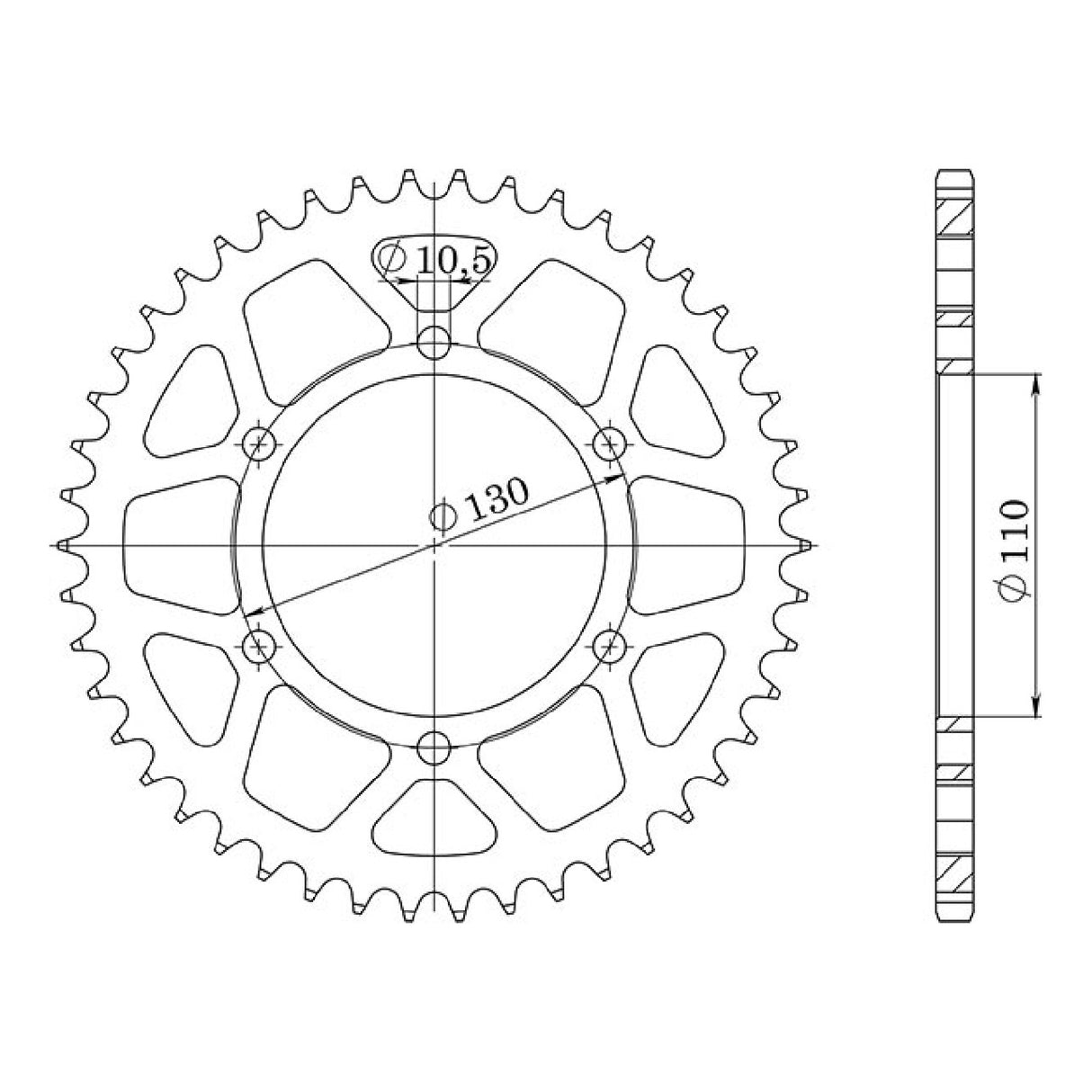 Corona alluminio 40 denti 520 KAWASAKI EL Eliminator (EL250B/E/F) 250 97/03