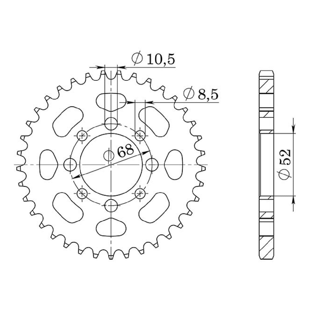 Stahlkrone, 37 Zähne, Teilung 420, KAWASAKI KLX 110 CC 02