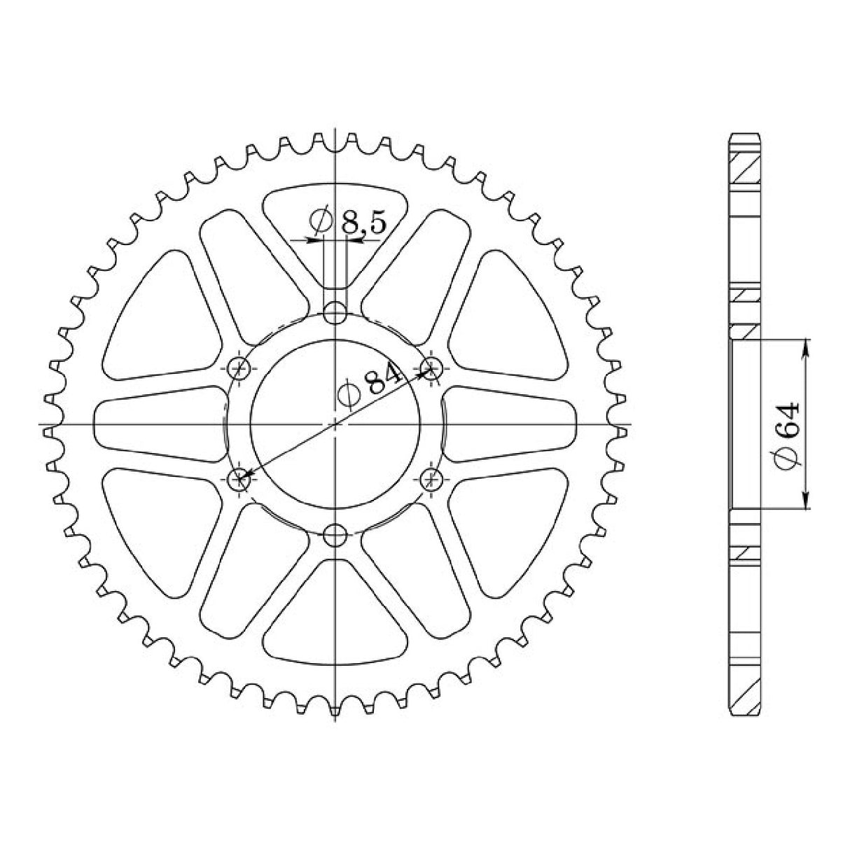 Corona in acciaio 47 denti passo 428 SUZUKI TC 100 CC 72/77