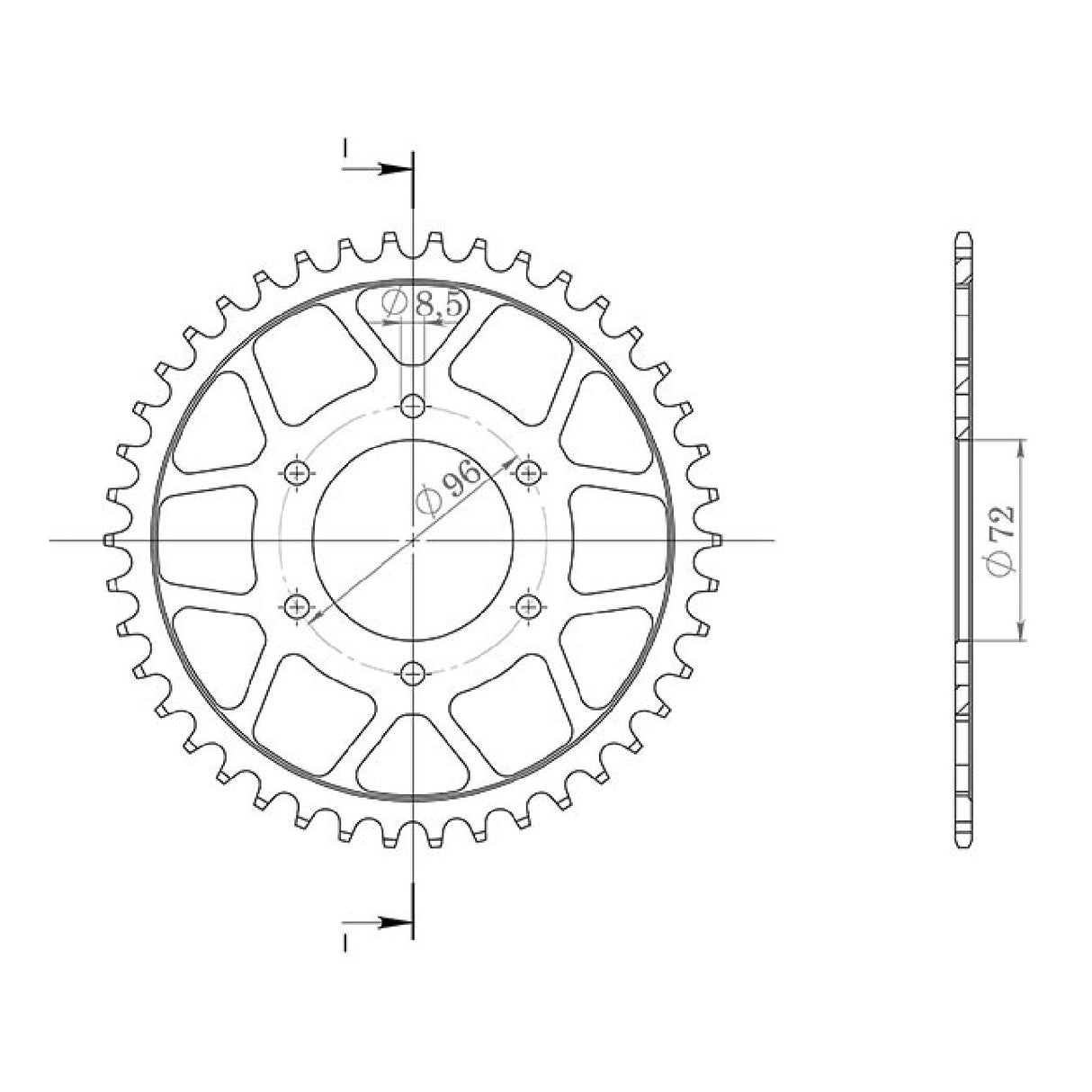 Corona in acciaio 42 denti passo 520 SUZUKI DR S (SJ41A) 250 CC 82/87