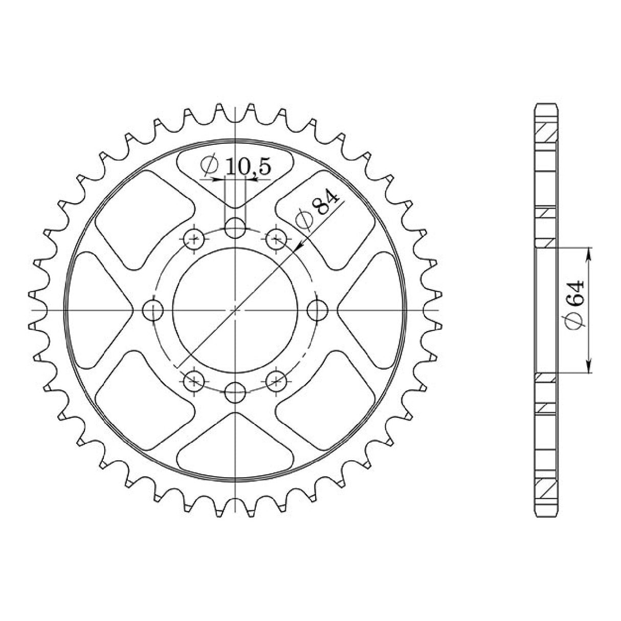 Stahlkrone, 40 Zähne, Teilung 520, KAWASAKI KFX (KSF) 400 cm³, 03/06