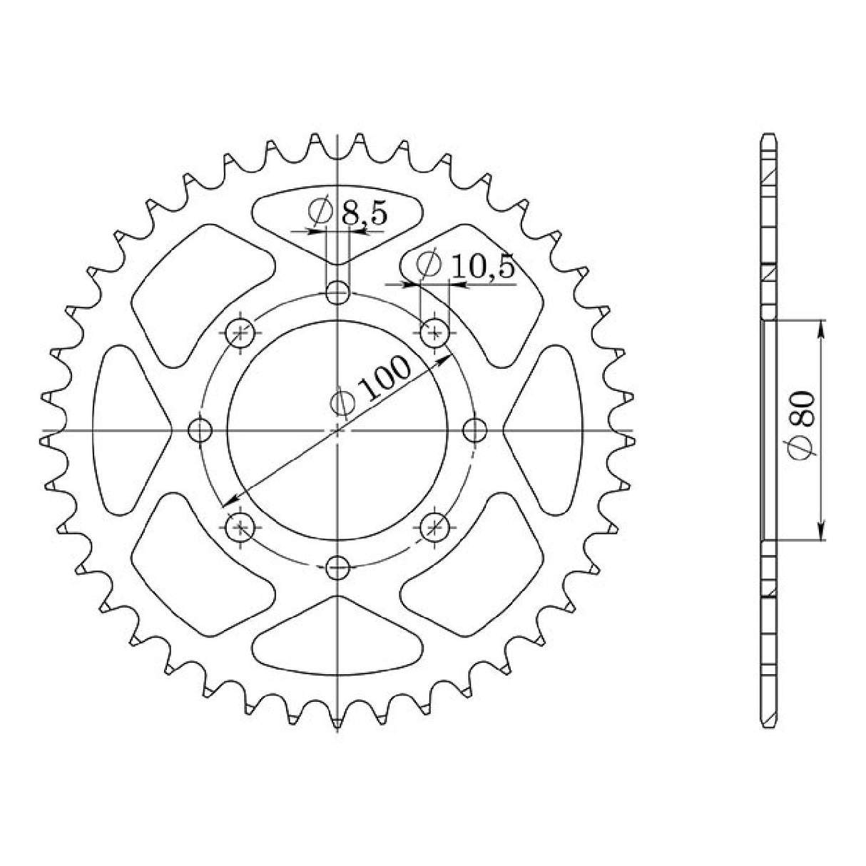 Corona in acciaio 41 denti passo 520 SUZUKI GN 250 CC 82/98