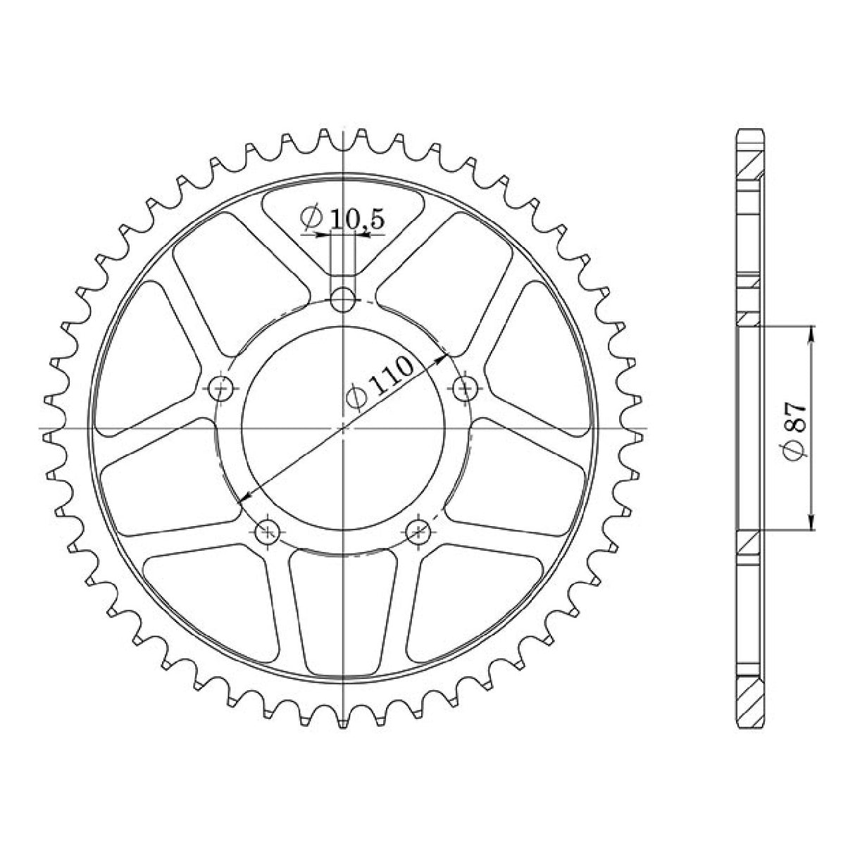 Corona in acciaio 49 denti 525 SUZUKI GSX F (J/K/L) (GK74A) 400 CC 88/90