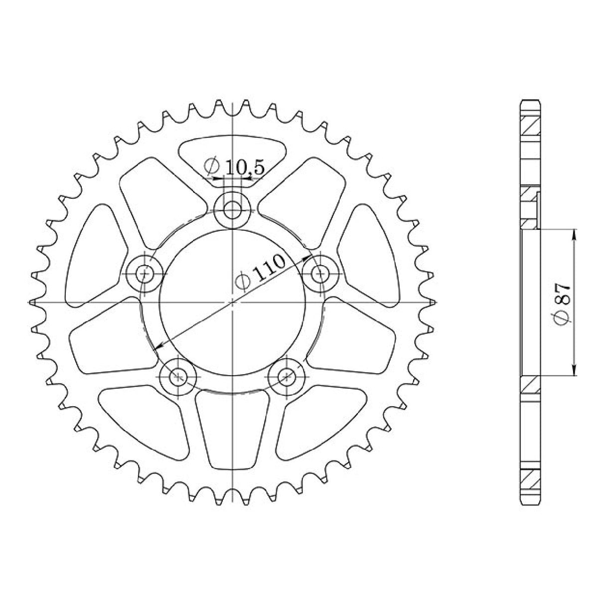 Corona in acciaio 39 denti 520 SUZUKI GS E (GM51A) (2Cil.) 500 CC 89/93